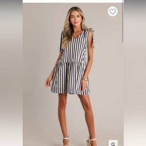Entro Black and White Striped Mini Dress